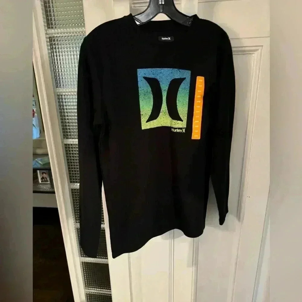 Hurley long sleeve graphic henley shirt youth size 18/20 BRAND NEW
